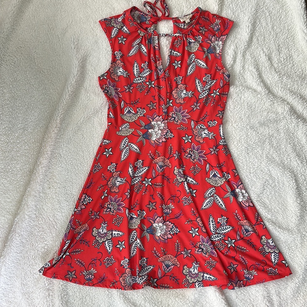 Short Summer Dress in Red Floral